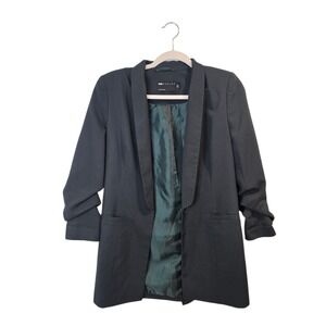 ASOS‎ Blazer Women US 4 Green Ruched 3/4 Sleeve Longline